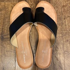 Chinese Laundry Women’s Gemmy Black Leather Sandals Sz 10